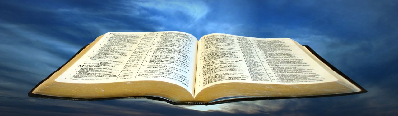 cool holy bible on blue sky background header